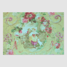 Antique Victorian Toile Sage Green Decoupage 
