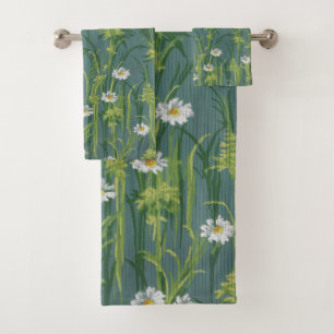 Antique Victorian Vintage Flower Pattern Bath Towel Set