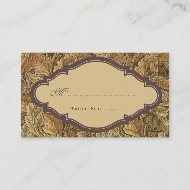 Antique Victorian Warm Autumn Leaves Wedding Place Card (Front)