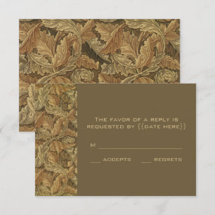 Antique Victorian Warm Autumn Leaves Wedding RSVP Card