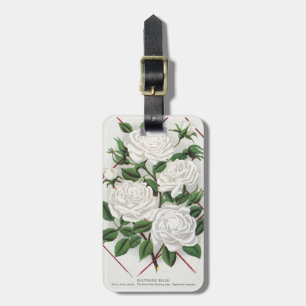 Antique Victorian White Climbing Rose Garden Luggage Tag