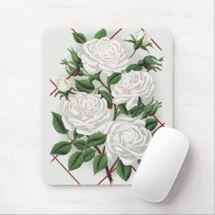 Antique Victorian White Climbing Rose Garden Mouse Mat
