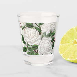 Antique Victorian White Climbing Rose Garden Shot Glass