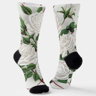 Antique Victorian White Climbing Rose Garden Socks