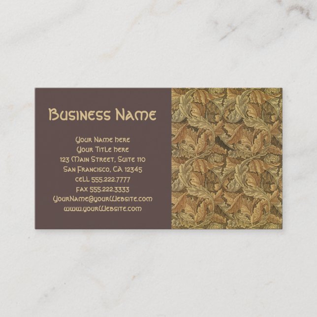 Antique Victorian William Morris Acanthus Leaves Business Card (Front)