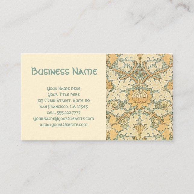 Antique Victorian William Morris Flowers Floral Business Card (Front)