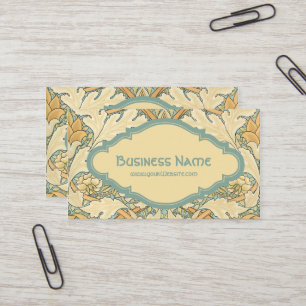 Antique Victorian William Morris Flowers Floral Business Card