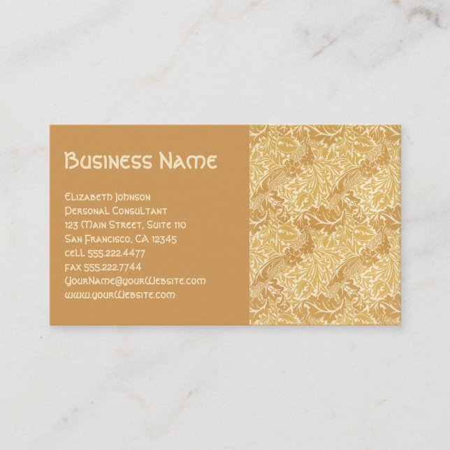 Antique Victorian William Morris Flowers Floral Business Card (Front)