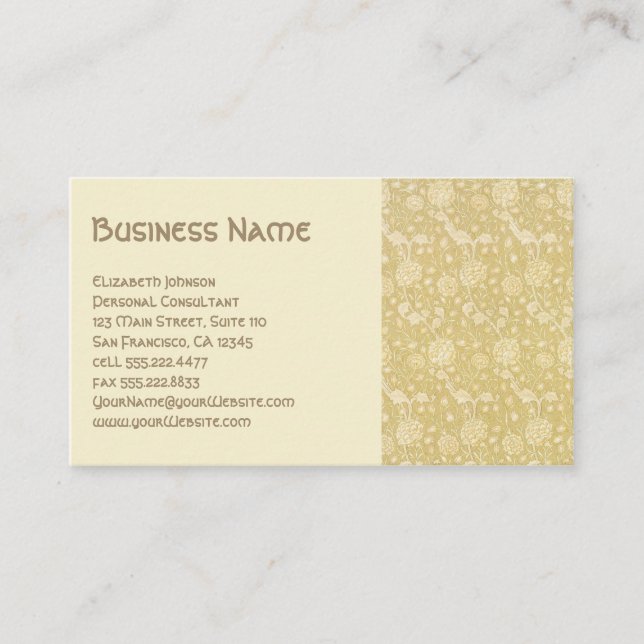 Antique Victorian William Morris Flowers Floral Business Card (Front)
