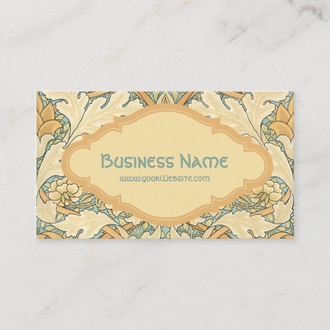 Antique Victorian William Morris Flowers Floral Business Card (Front)