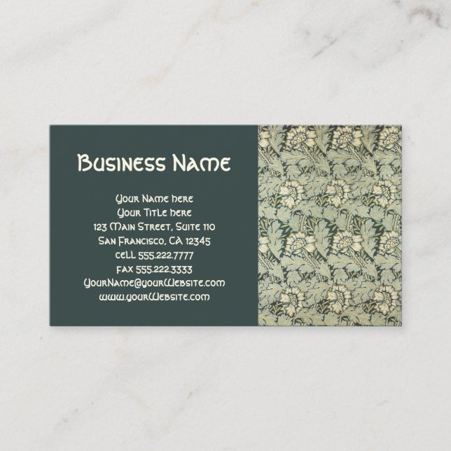 Antique Victorian William Morris Garden Flowers Business Card (Front)