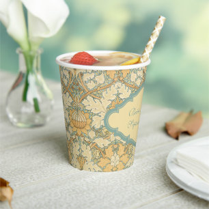 Antique Victorian William Morris St. James Floral Paper Cups