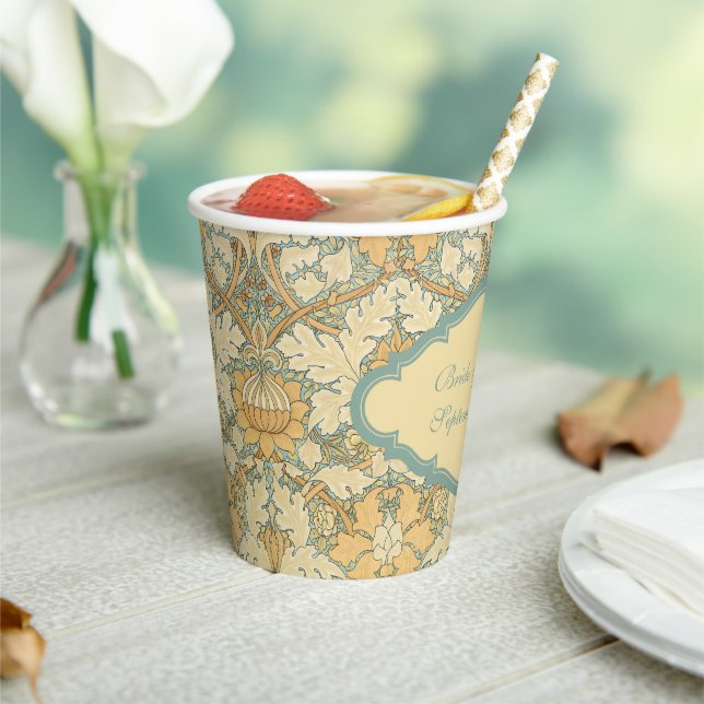 Antique Victorian William Morris St. James Floral Paper Cups (Insitu)