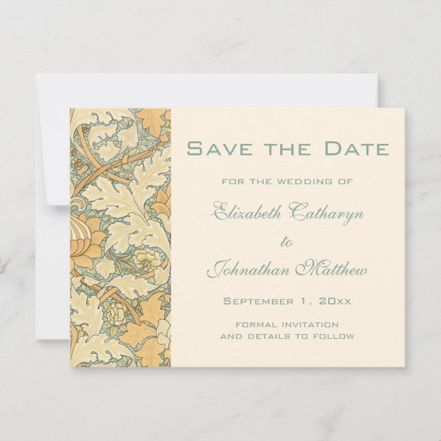 Antique Victorian William Morris St. James Floral Save The Date (Front)