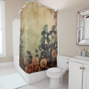 Antique Victorian Witch Sisters Sepia Shower Curtain