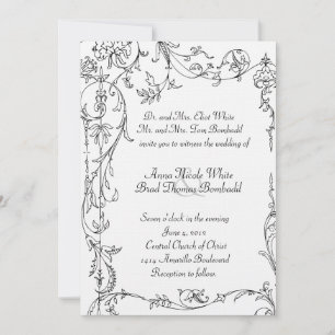 Antique Vine Border Wedding Invitation