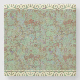 Antique,vintage,aqua,floral,lace,pattern,victorian Stone Coaster