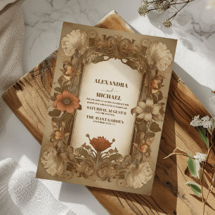 Antique Vintage Art Nouveau Floral Wedding Invitation