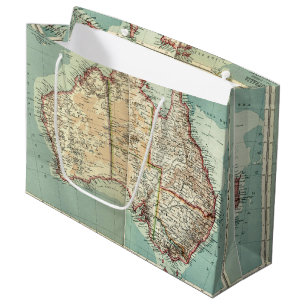 Antique Vintage Australian continent detailed map Large Gift Bag