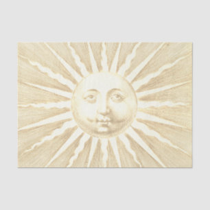 Antique Vintage Beige Gold Sun Face Tissue Paper