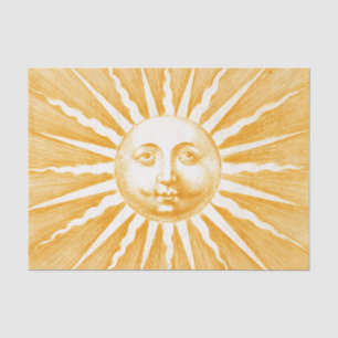 Antique Vintage Beige Orange Yellow Sun Face Tissue Paper