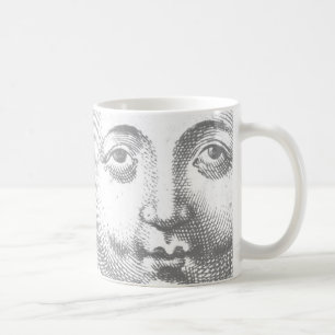 Antique Vintage Black White Sun Face Coffee Mug