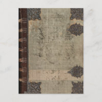 Antique vintage book cover with metal hinges