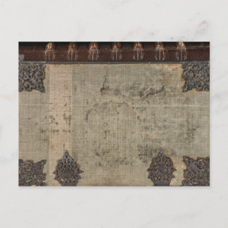 Antique vintage book cover with metal hinges postcard