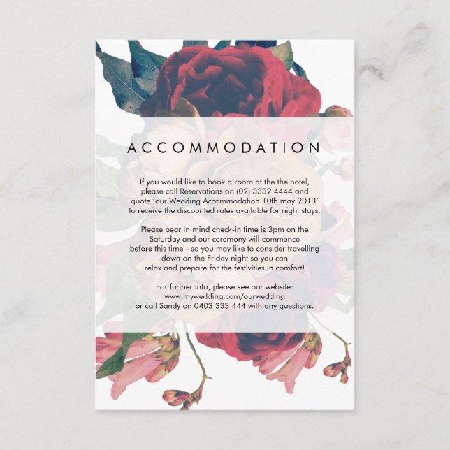 Antique Vintage Botanical Fete Wedding Details Enclosure Card (Front)