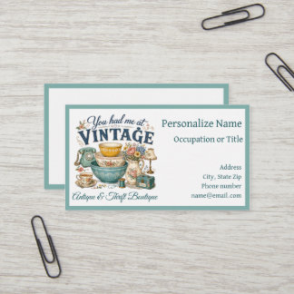 Antique & Vintage Boutique Thrift Shop Business Card