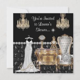 Antique Vintage Bridal Shower with Bling Invitation