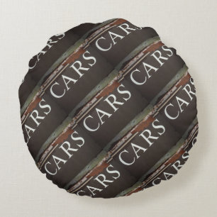 Antique vintage cars sign round cushion