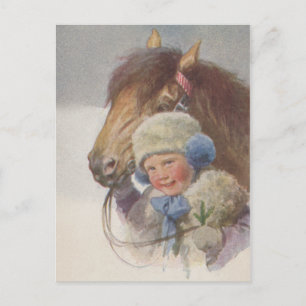 Antique Vintage childs Memory Pony Horse Postcard