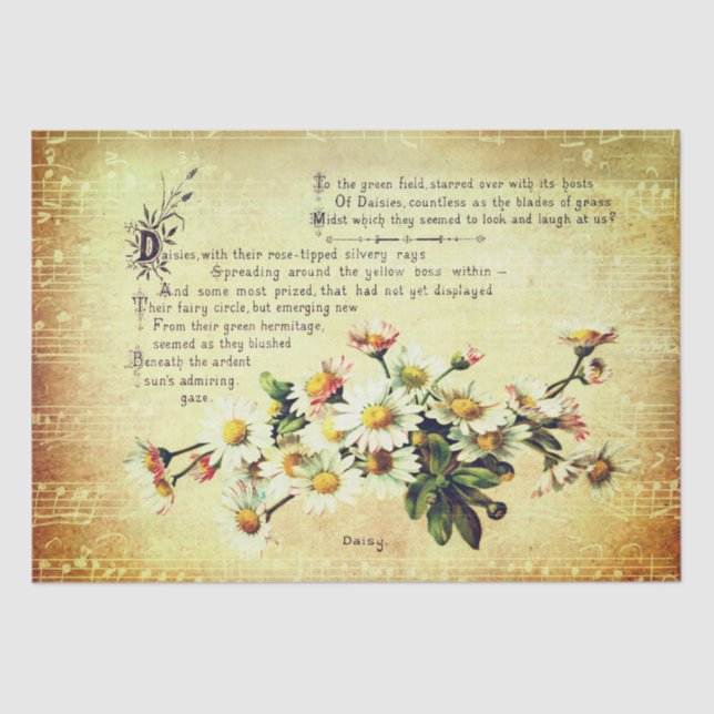 Antique Vintage Daisy Poetry of Flowers Tissue Paper (Front)