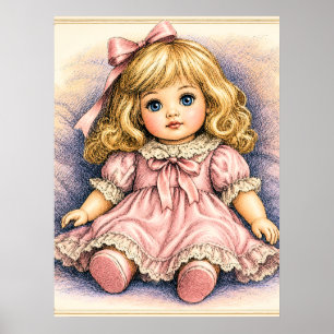 Antique vintage Doll Poster
