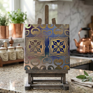 Antique Vintage Elegant Copper And Blue Mosaic Tile