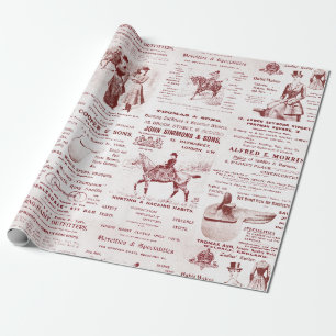 Antique Vintage Ephemera Lady Equestrian Ads Wrapping Paper