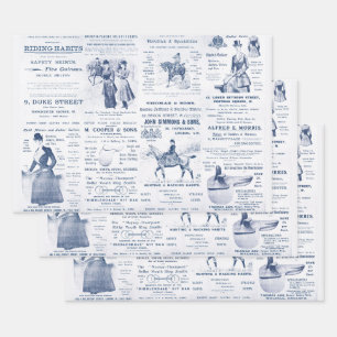 Antique Vintage Ephemera Lady Equestrian Ads  Wrapping Paper Sheet