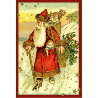 Antique Vintage Father Christmas Santa Ornament Photo Sculpture Decoration