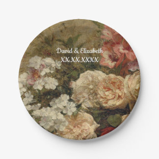 Antique Vintage Floral Flower Art Custom Painting Paper Plate