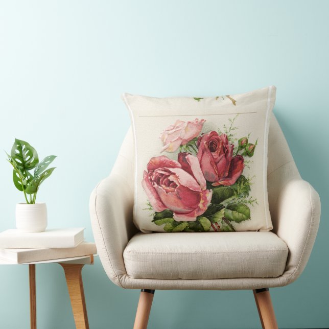 Antique Vintage Floral Roses Cushion (Chair)