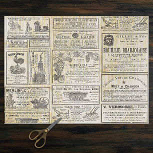 Antique Vintage French Horticulture Ads Ephemera Tissue Paper