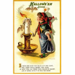 Antique / Vintage Halloween Standing Plaque Standing Photo Sculpture<br><div class="desc">Decorate your mantel or table with this durable standing sculpture of a ca. 1910 Halloween postcard. The humourous text at the bottom of this scan of the vintage / antique Halloween postcard says: "If with one puff you blow out the light, 'Tis a sign you'll marry this year; If with...</div>
