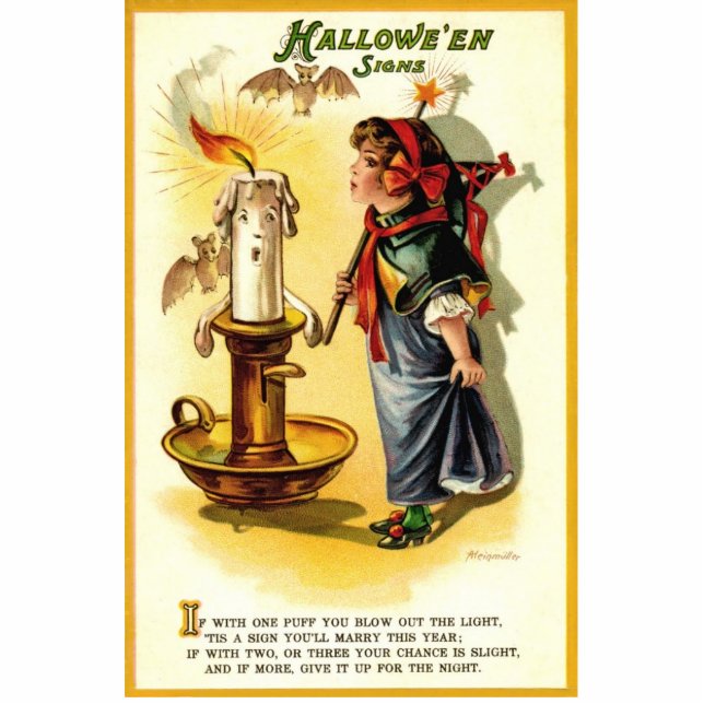 Antique / Vintage Halloween Standing Plaque Standing Photo Sculpture (Front)