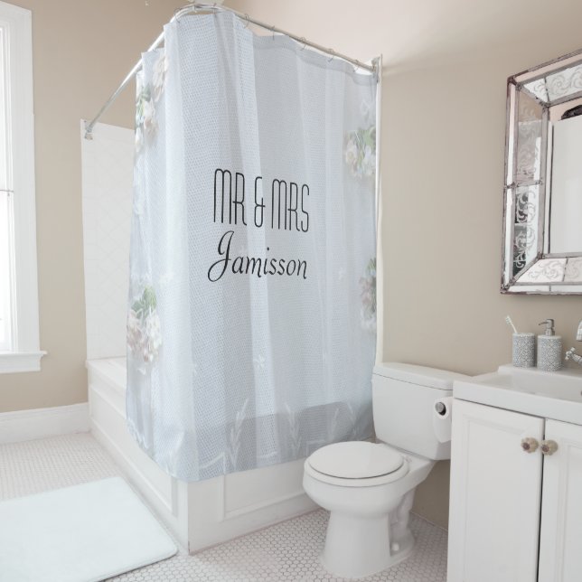 Antique Vintage Lace Shower Curtain MR & MRS (In Situ)