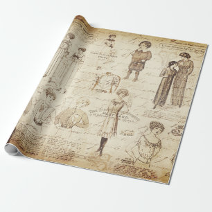 Antique Vintage Lady Girl Fashion Wrapping Paper