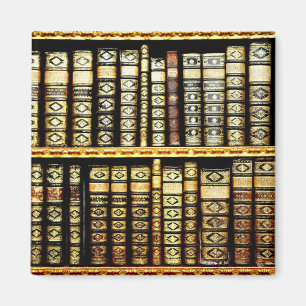 Antique Vintage Leather books Pattern Magnet