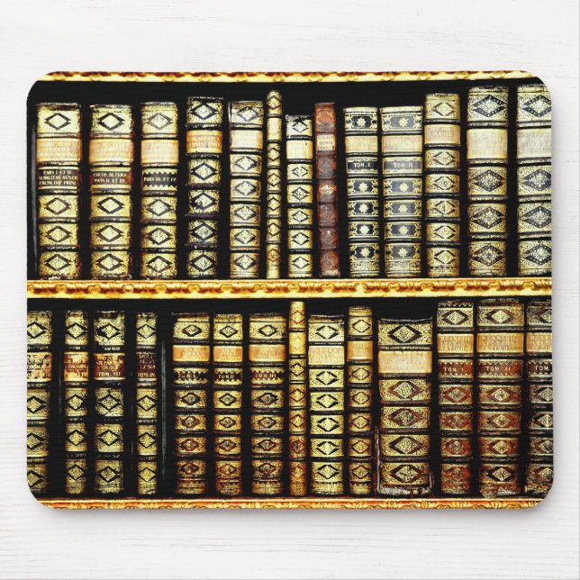 Antique Vintage Leather books Pattern Mouse Mat (Front)