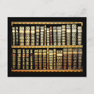 Antique Vintage Leather books Pattern Postcard
