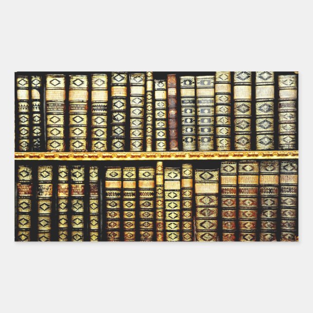 Antique Vintage Leather books Pattern Rectangular Sticker (Front)
